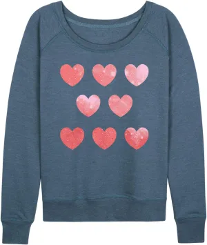 Instant Message - Watercolor Hearts - Ladies French Terry Long Sleeve Shirt