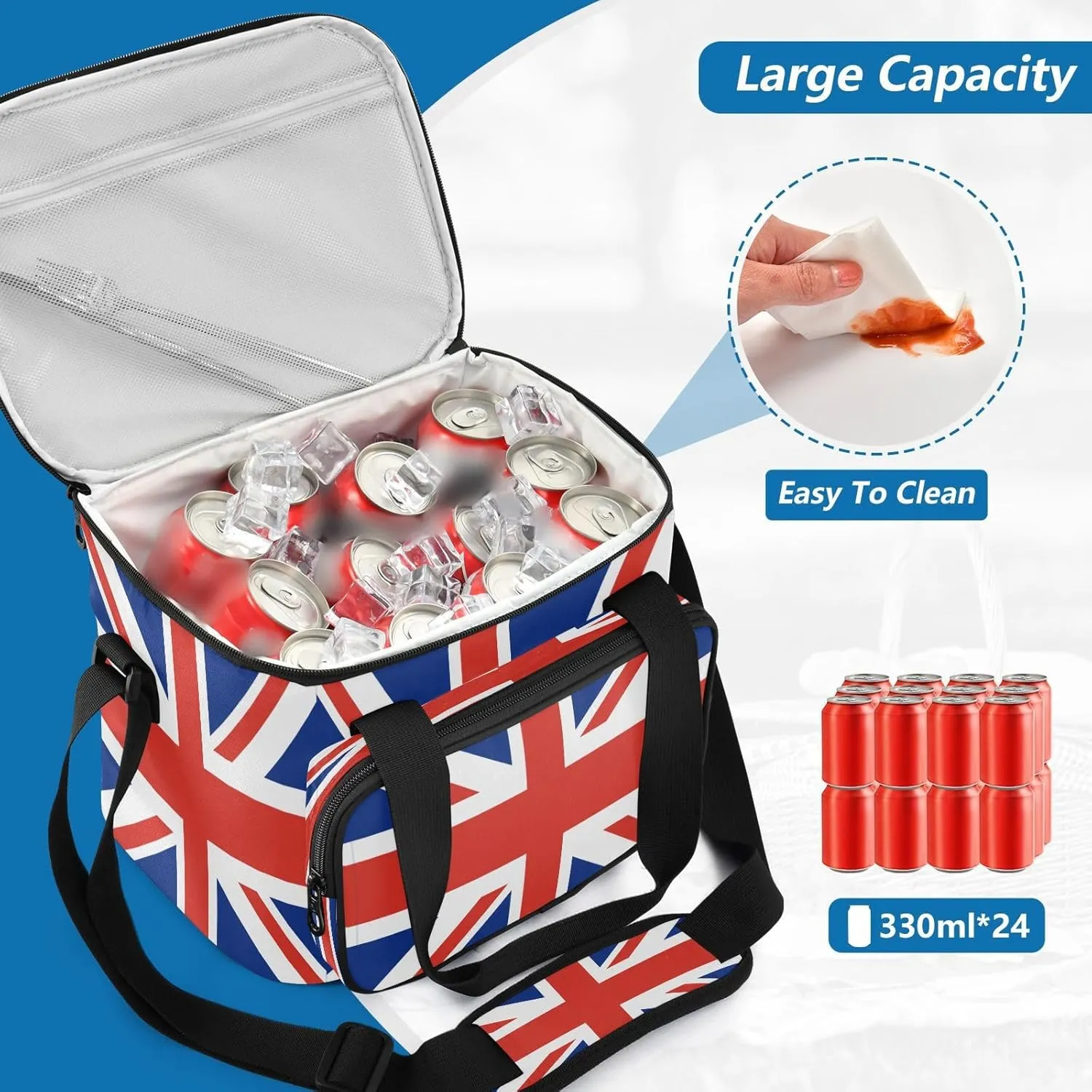 Insulated Cooler Bag for Women Men Leakproof 24 Can Camping Cooling Bags for Travel Outdoors Trip