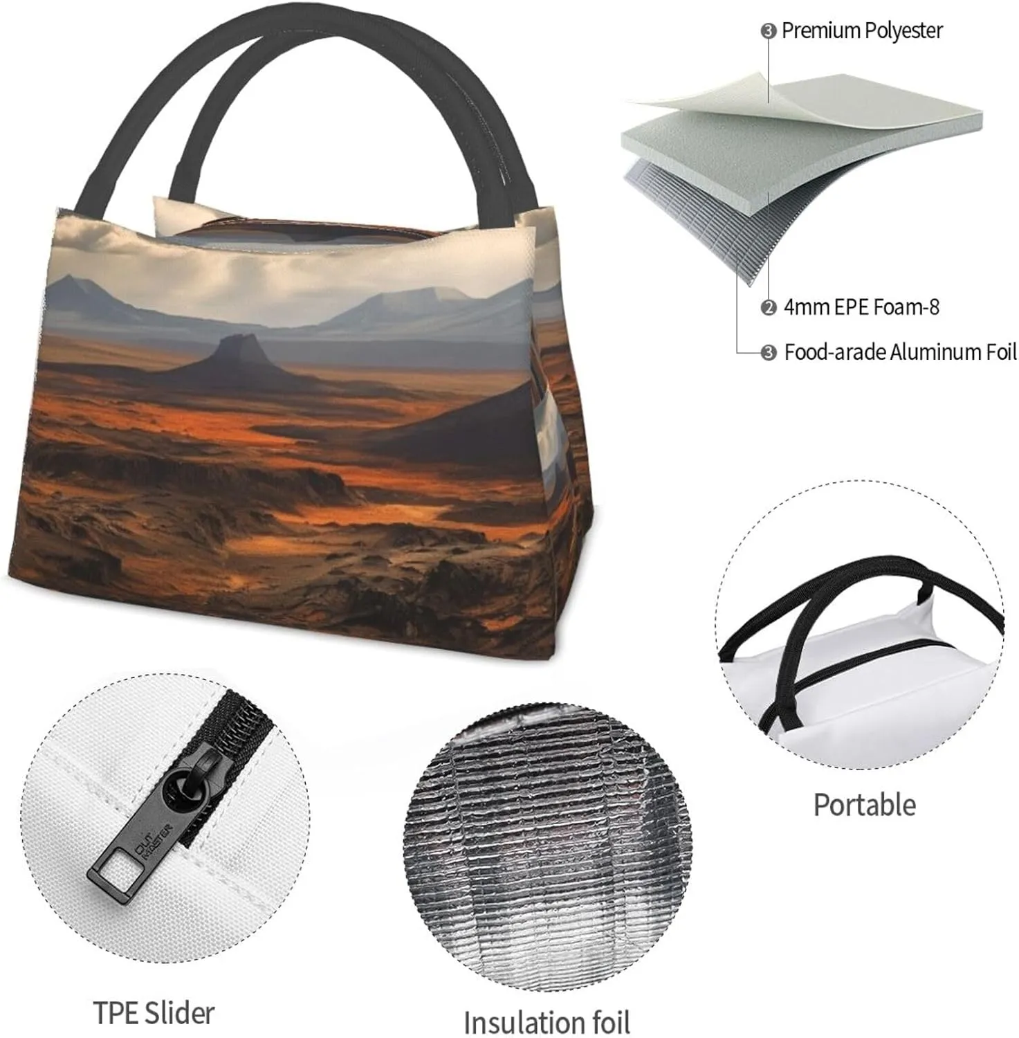 Insulated Lunch Bag for Women Men Barren Lunch Box for Adult Reusable Lunch Tote Bag for Work Picnic Travel