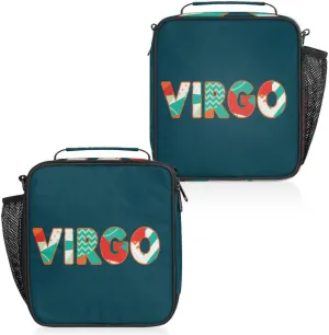 Insulated Lunch Bag Reusable Waterproofing Virgo Lunch Box with Shoulder Strap Handle and Water Bottle Net Bag for Travel Camping Beach Picnic