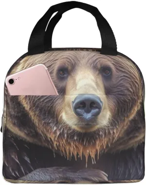 Insulated Lunch Bags Grizzly bear Lunch Box for Men Women Reusable Cooler Bag Lunch Tote Bag for Work