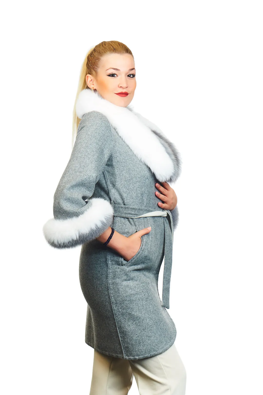 Iris Alpaca Fox Blend Wool Coat