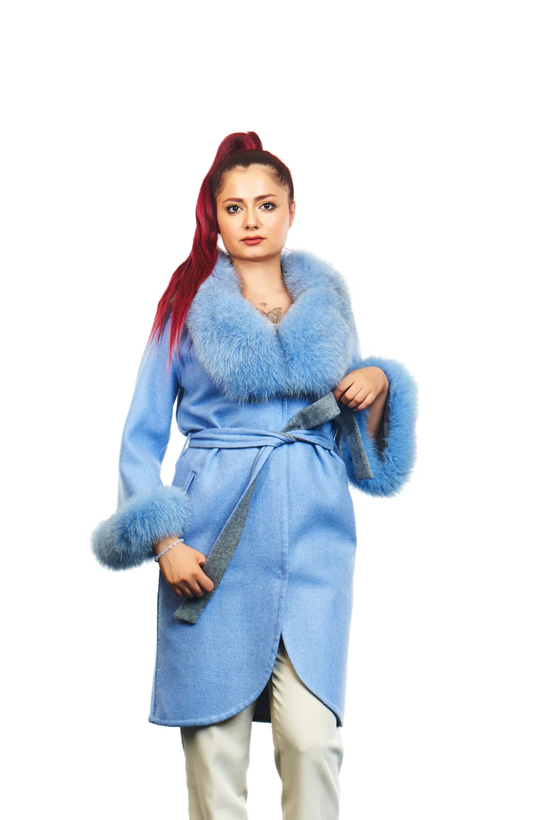 Iris Alpaca Fox Blend Wool Coat