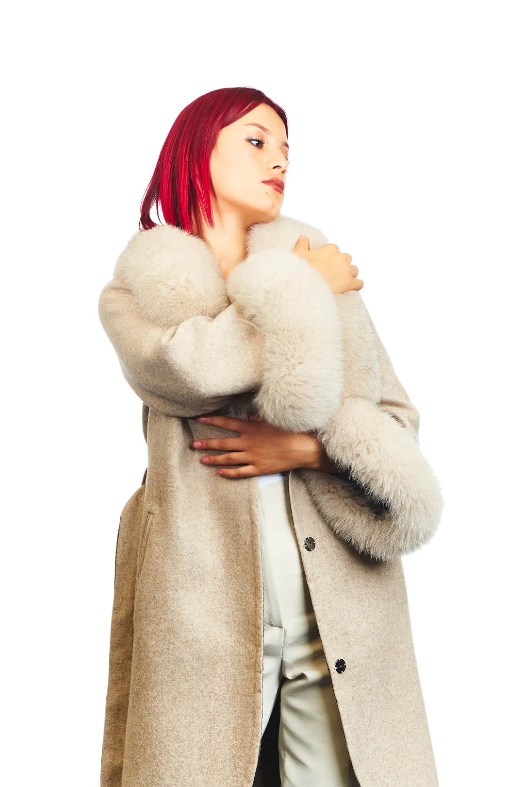 Iris Alpaca Fox Blend Wool Coat