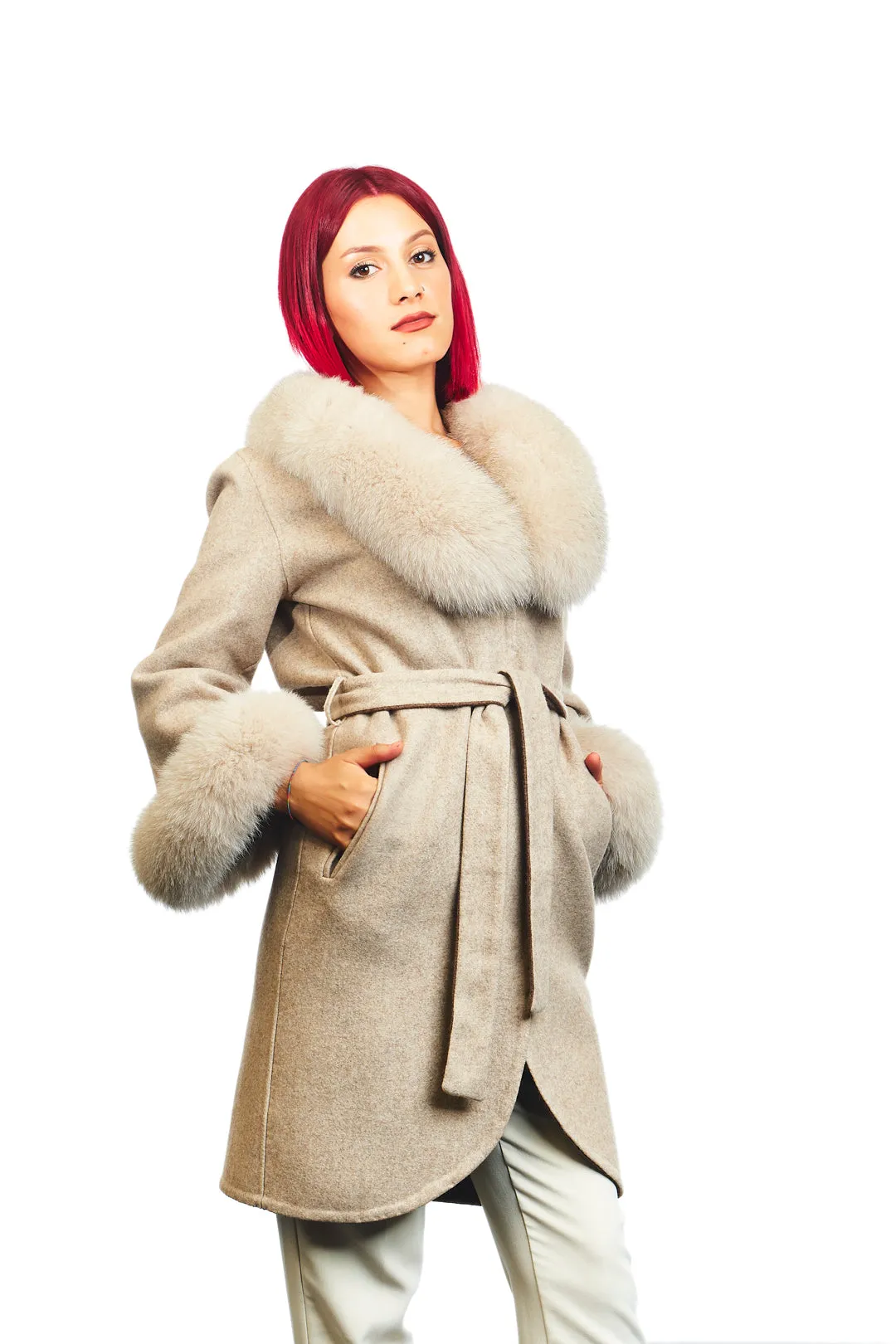 Iris Alpaca Fox Blend Wool Coat