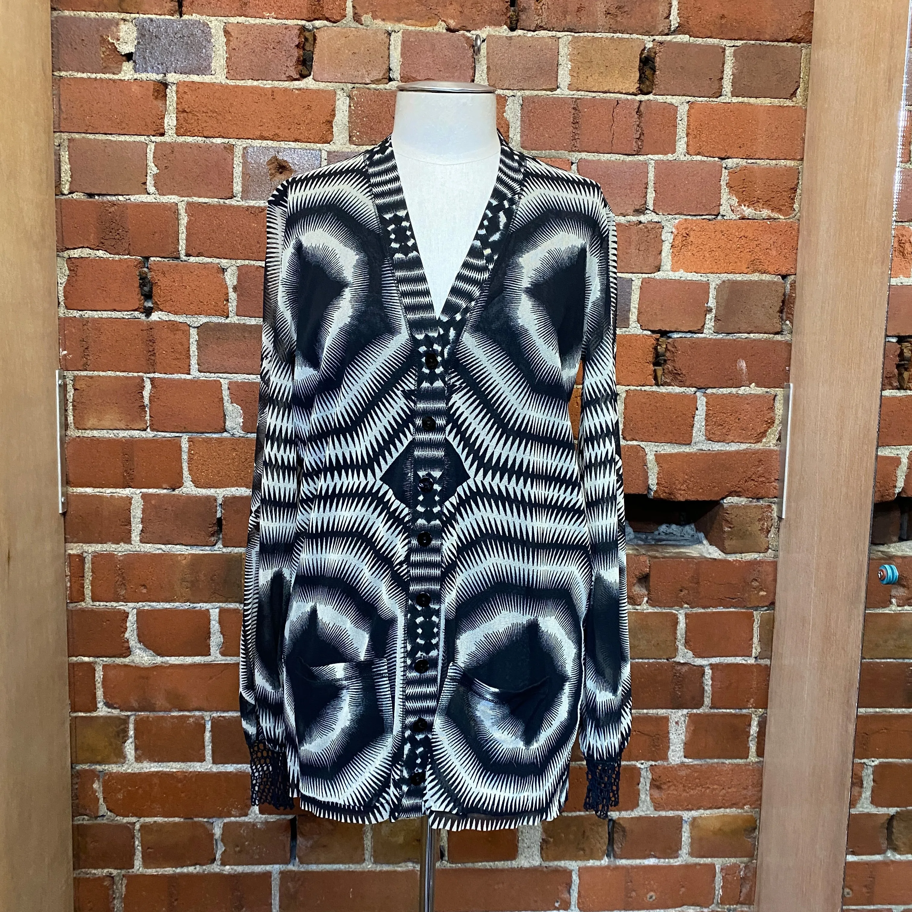 JEAN PAUL GAULTIER op-art printed mesh cardy
