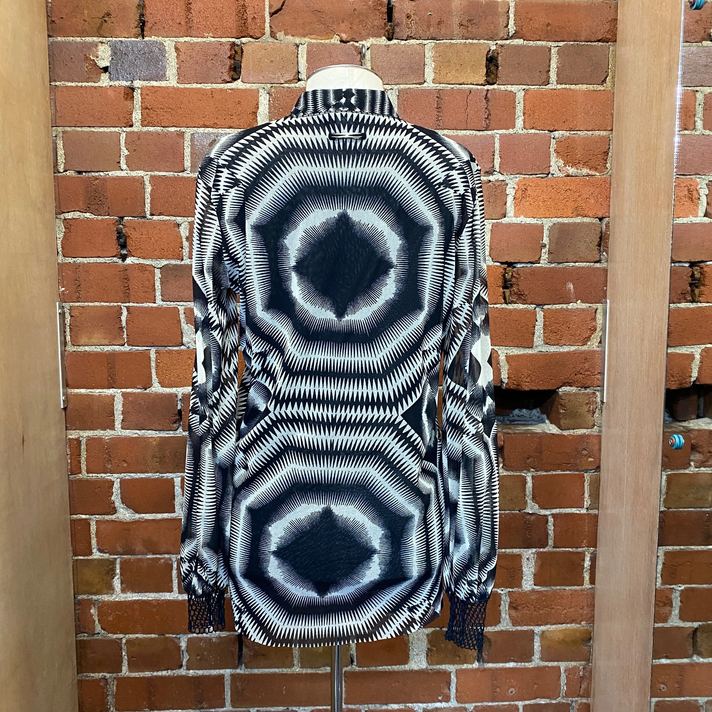 JEAN PAUL GAULTIER op-art printed mesh cardy