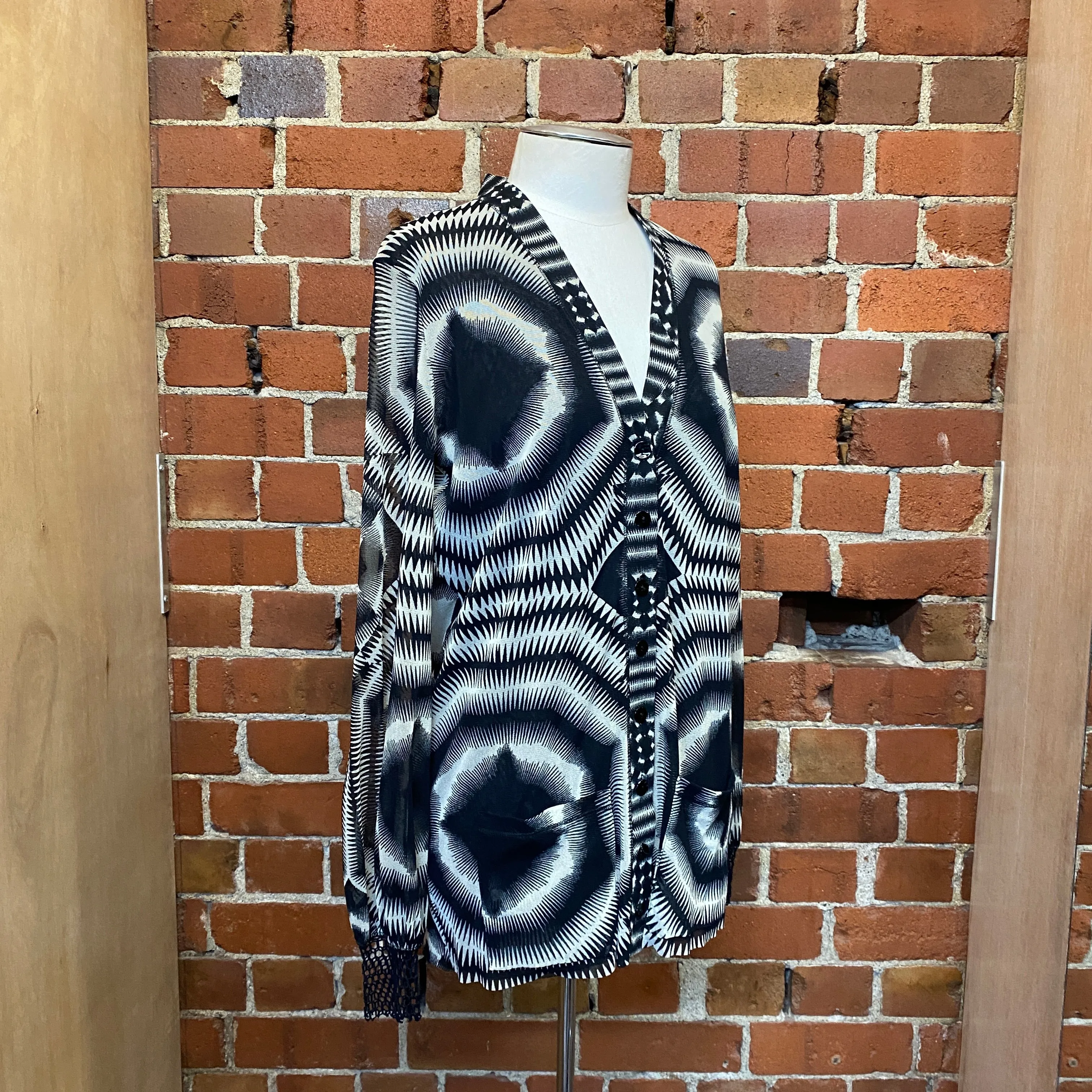 JEAN PAUL GAULTIER op-art printed mesh cardy