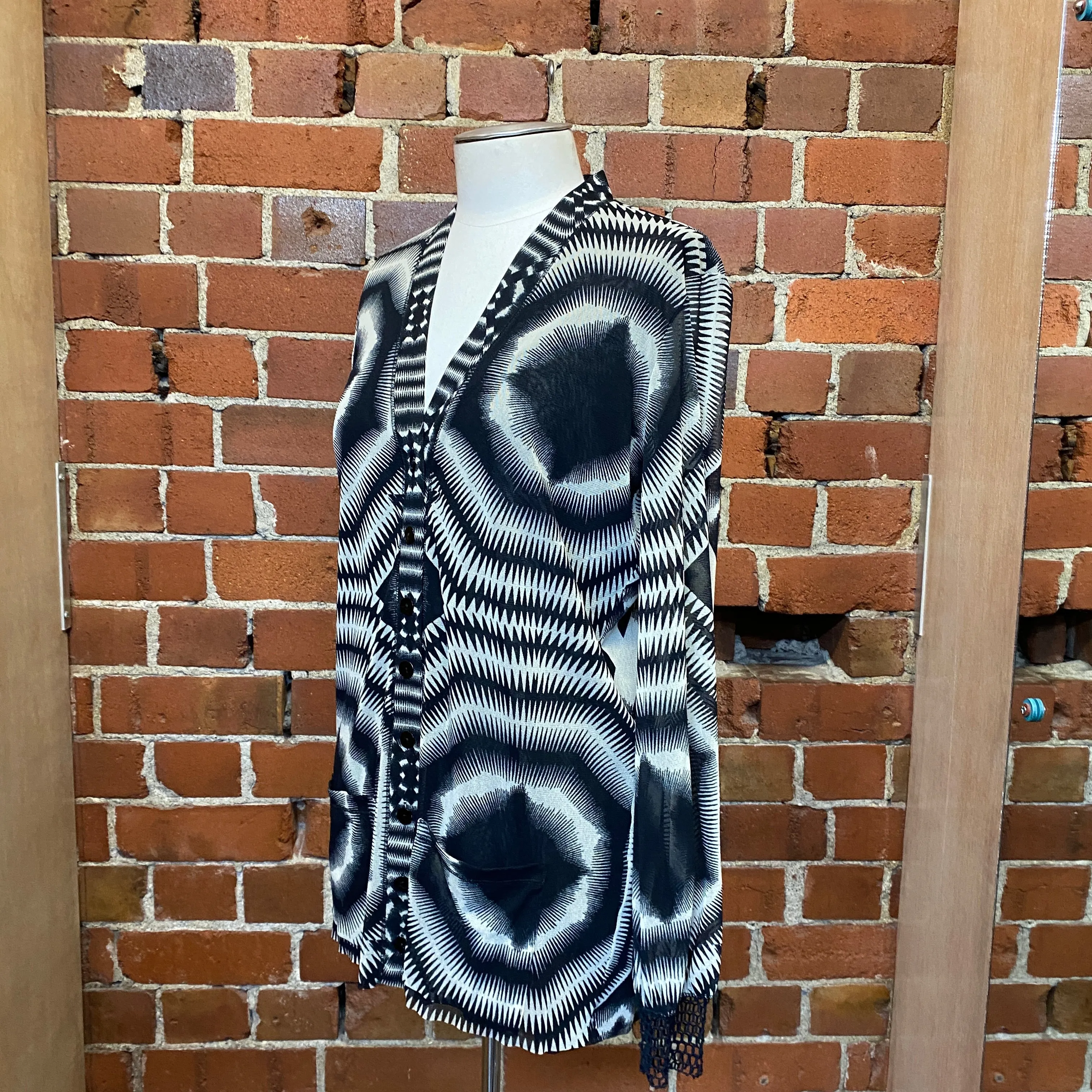 JEAN PAUL GAULTIER op-art printed mesh cardy