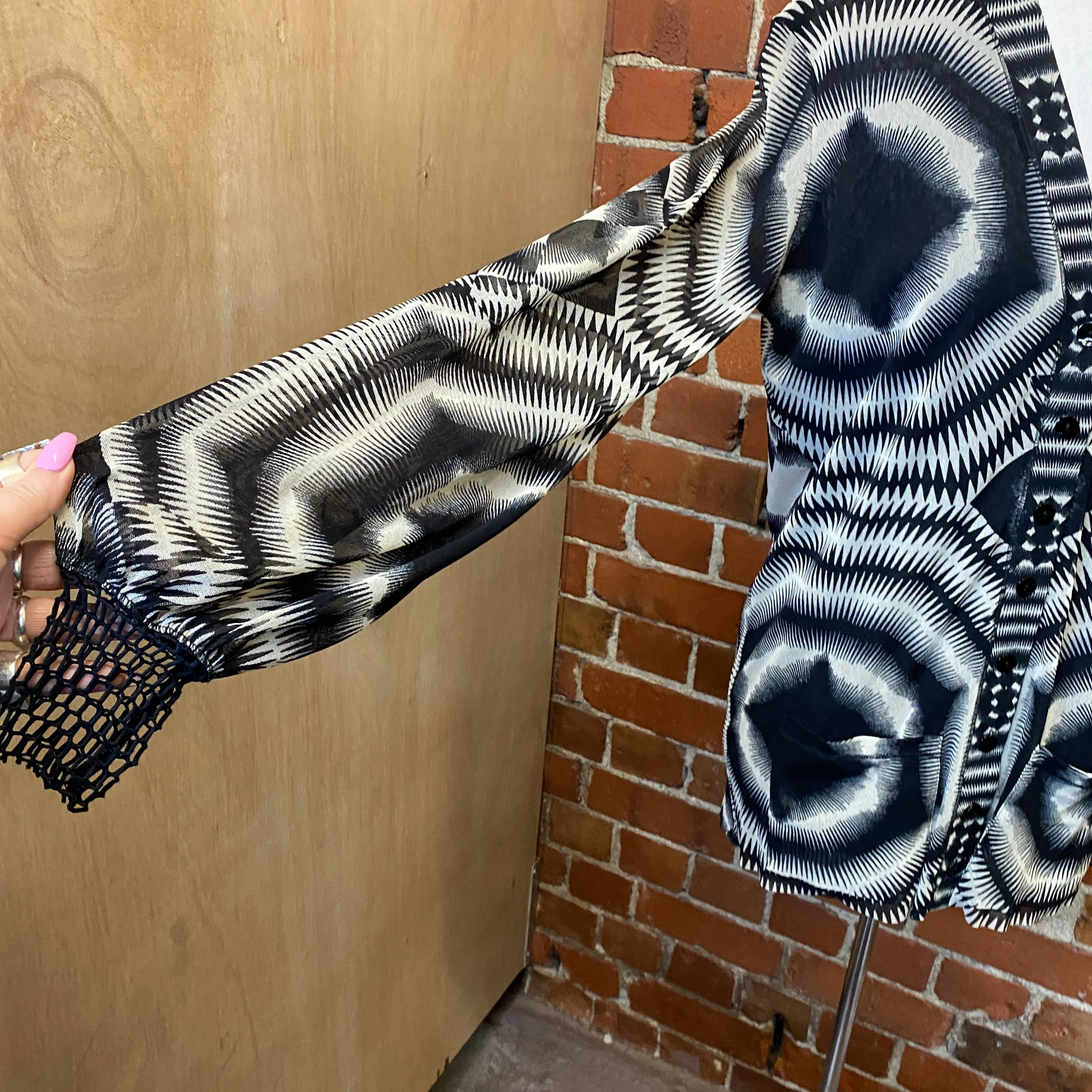 JEAN PAUL GAULTIER op-art printed mesh cardy