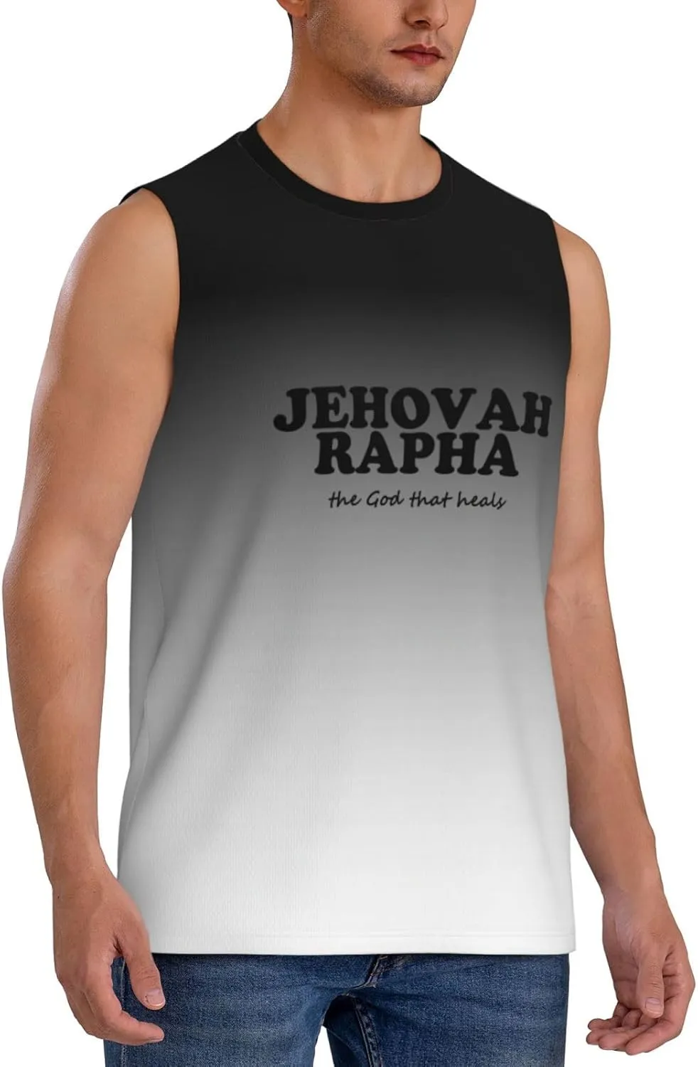 Jehovah Rapha The God Who Heals Men's Sleeveless Muscle Shirts,Singlet Vests Summer Running Tank Tops,