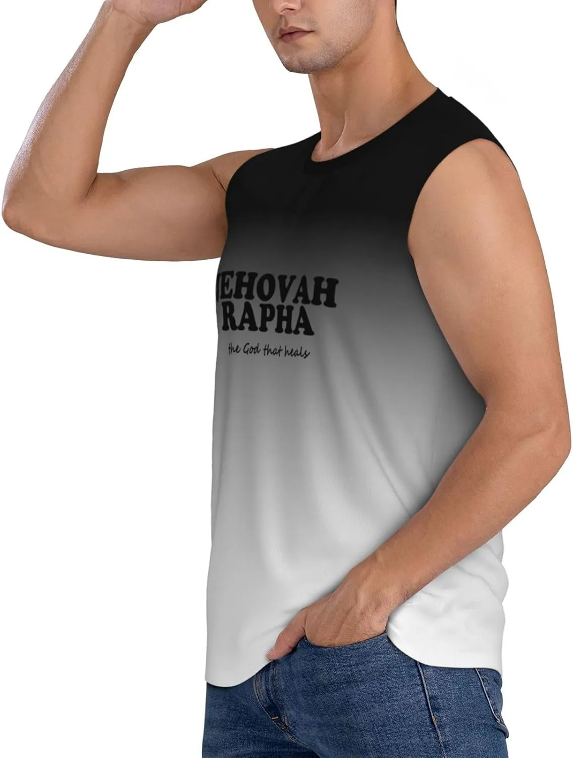 Jehovah Rapha The God Who Heals Men's Sleeveless Muscle Shirts,Singlet Vests Summer Running Tank Tops,