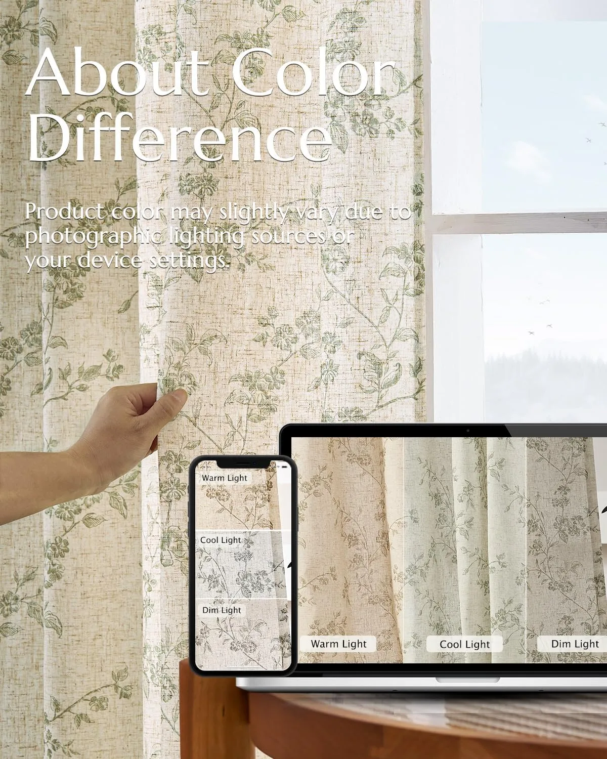 jinchan Linen Floral Curtains for Living Room 96 Inch Length Sage Green Printed Curtains Back Tab French Country Farmhouse Flower Patterned Drapes Bedroom Window Curtain Set 2 Panels