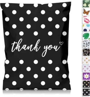 JinRuiKJ Thank You Poly Mailer 14.5x19 50 Pack - Shipping Bags for Clothing, Strong Thick and Self Adhesive Shipping Envelopes - Cute Packaging Bags for Small Business - White Polka Dots