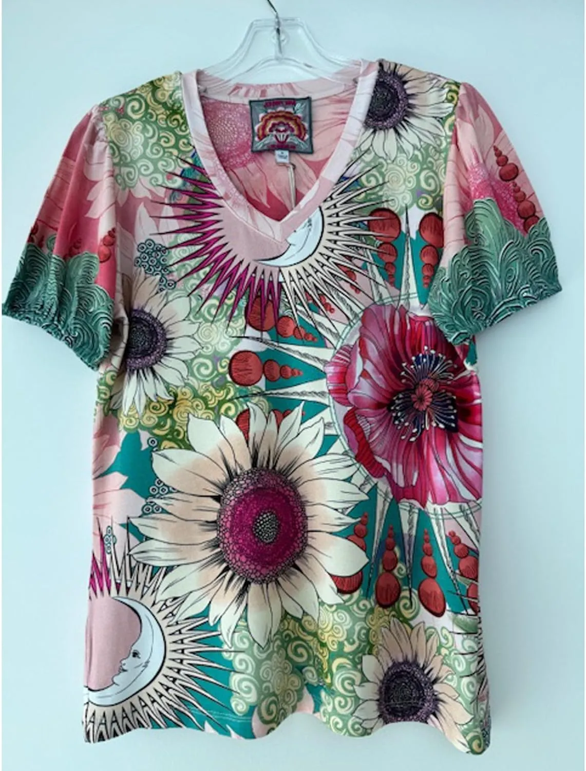 Johnny Was Women's The Janie Favorite V-Neck Puff Sleeve Tee-Emily