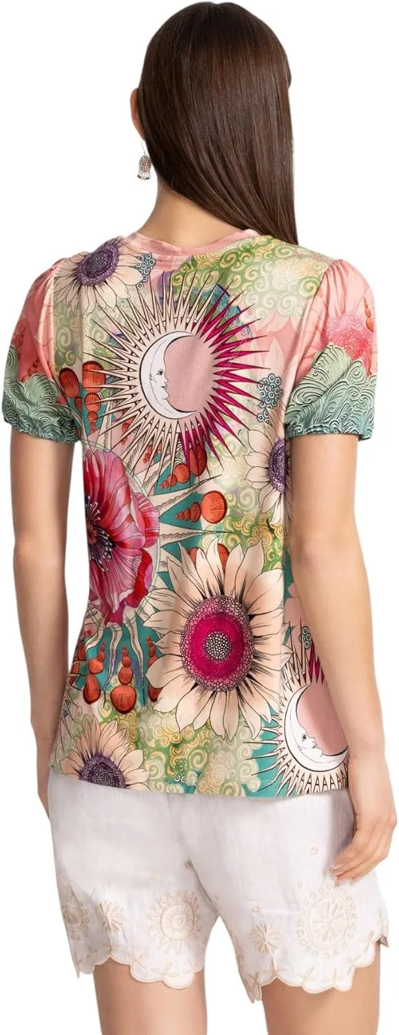 Johnny Was Women's The Janie Favorite V-Neck Puff Sleeve Tee-Emily