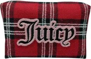 Juicy Couture Women's Cosmetics Bag - Travel Makeup and Toiletries Clutch Wedge Pouch, Flannel Material Multicolor
