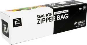 Jumbo 2 Gallon Storage Bags, Strong Double Zipper Seal, 50 Count, 2.5 Mil Thick, Microwave-Safe, BPA-Free, 1 Bulky Box
