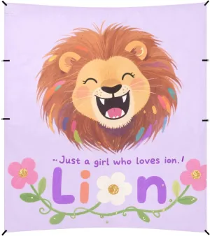 Just A Girl Who Loves Lion Foldable Beach Cabana UPF50 Waterproof Sun Shelter with Sandbags & Sand Shovel for Family Travel