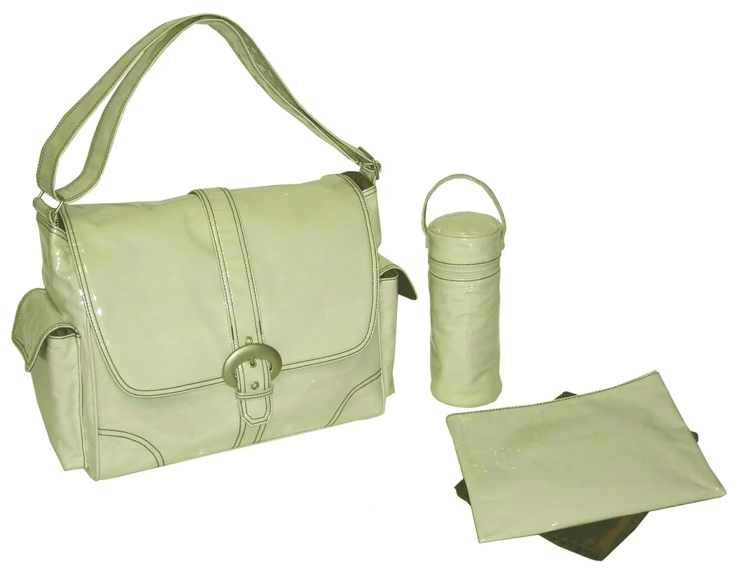 Kalencom Laminated Buckle Bag, Cream Corduroy
