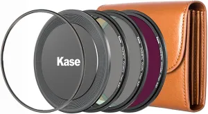 Kase 82mm Wolverine Magnetic Filters Entry Level Kit Includes UV   CPL   ND64   Lens Cap   Inlaid Adapter Ring   Filter Bag, Shockproof Tempered Optical Glass & Multi Coated