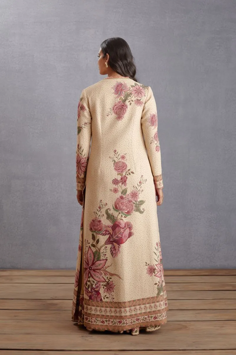 Kasturi chintz dhooni jacquard chogha set with rati ghera