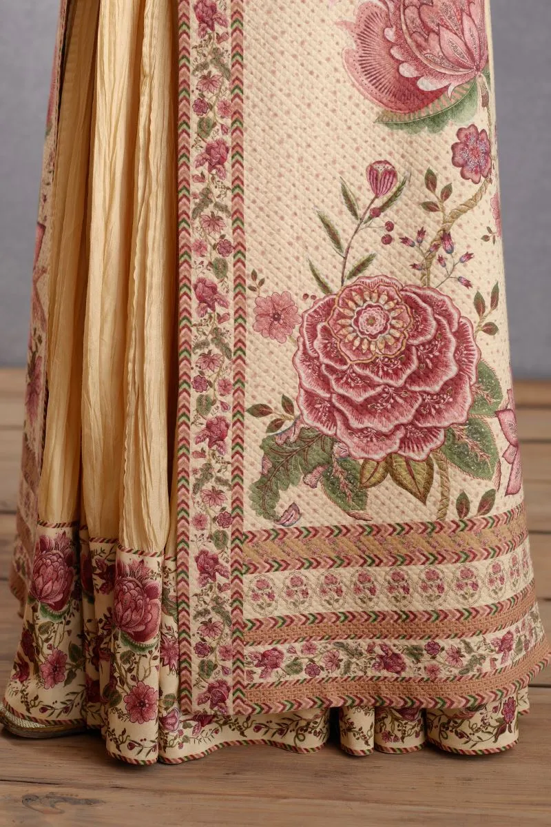 Kasturi chintz dhooni jacquard chogha set with rati ghera