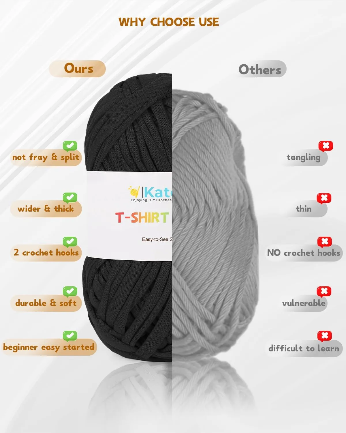 Katech 400g Black T Shirt Yarn - 130 Yards Chunky Thick Fabric for Crocheting Baskets, Hand Bag Decor - Easy to Crochet Polyester Yarn for Beginner Knitting Gifts