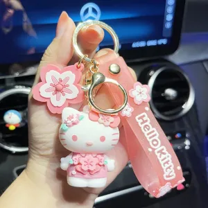 Kawaii Sakura Blossom Keychain Featuring Sanrio and Friends