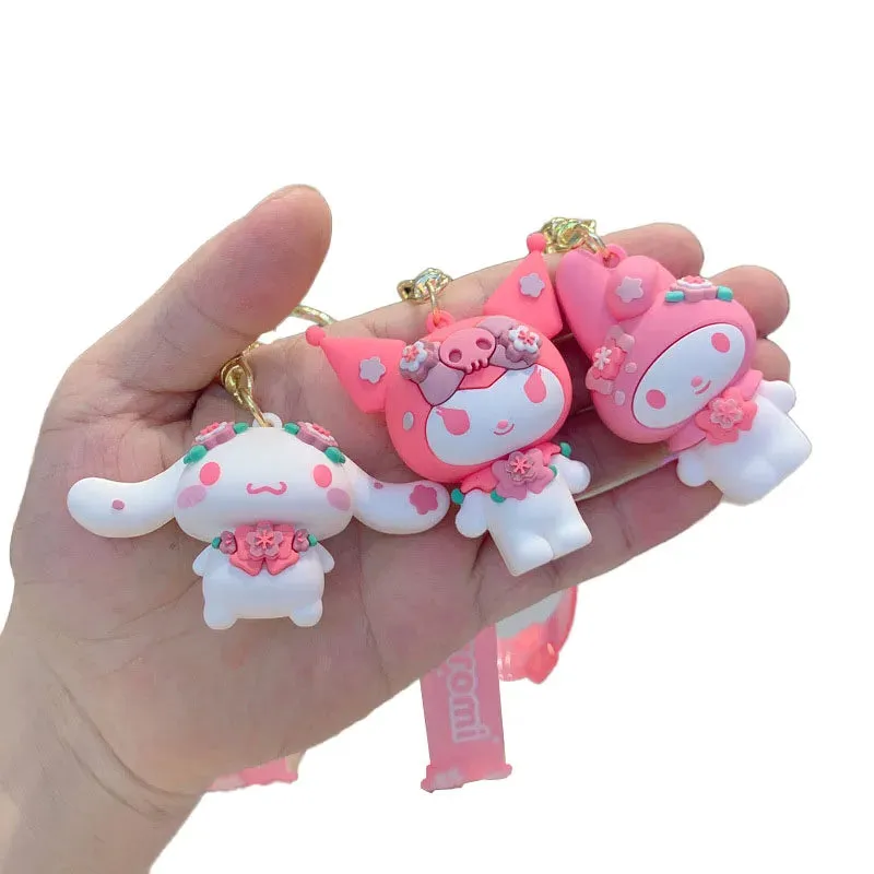 Kawaii Sakura Blossom Keychain Featuring Sanrio and Friends