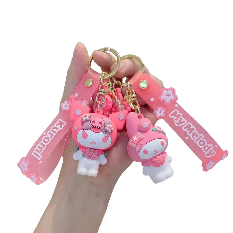 Kawaii Sakura Blossom Keychain Featuring Sanrio and Friends
