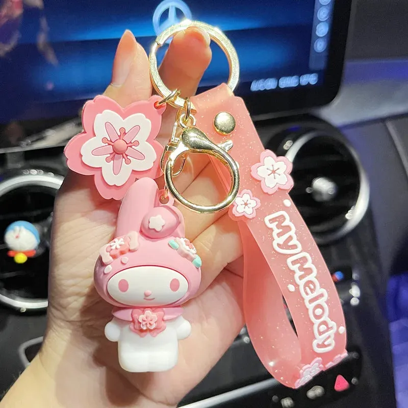 Kawaii Sakura Blossom Keychain Featuring Sanrio and Friends