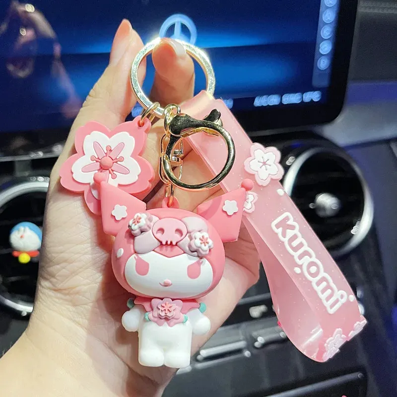 Kawaii Sakura Blossom Keychain Featuring Sanrio and Friends