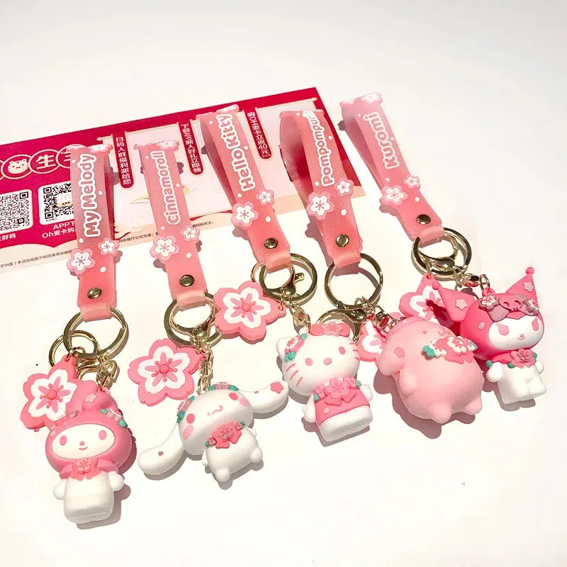 Kawaii Sakura Blossom Keychain Featuring Sanrio and Friends