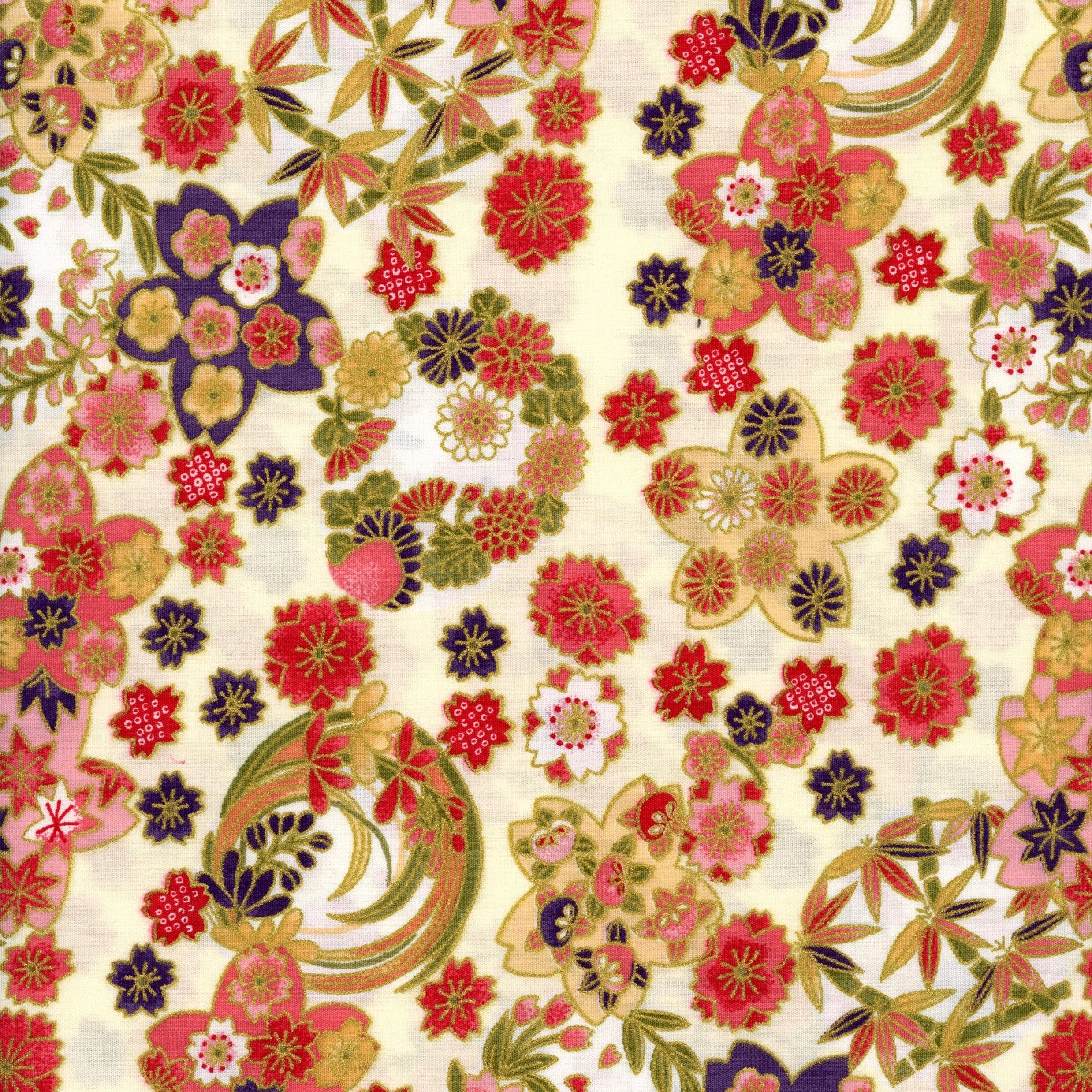 Kennard & Kennard - Sakura Breeze â€“ Cream & Gold Floral