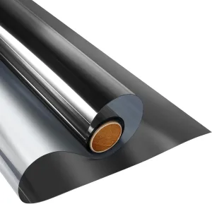 KESPEN Window Film One Way Daytime Privacy Static Cling Sun Blocking Anti UV Reflective Window Tint for Home and Office, Black-Silver, 29.5 Inch X 13.1 Feet
