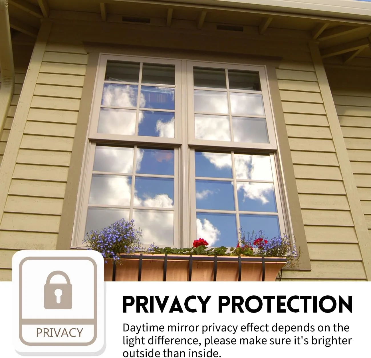 KESPEN Window Film One Way Daytime Privacy Static Cling Sun Blocking Anti UV Reflective Window Tint for Home and Office, Black-Silver, 29.5 Inch X 13.1 Feet