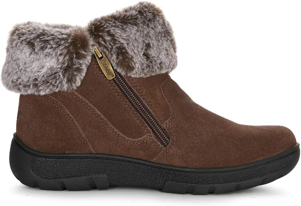 Khombu Women's Jessica Ankle Boots Faux Fur Shearling Lining for Cold Winter Weather