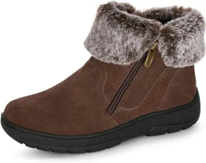 Khombu Women's Jessica Ankle Boots Faux Fur Shearling Lining for Cold Winter Weather