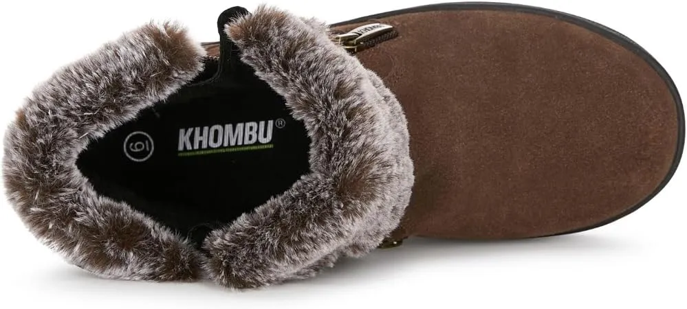 Khombu Women's Jessica Ankle Boots Faux Fur Shearling Lining for Cold Winter Weather
