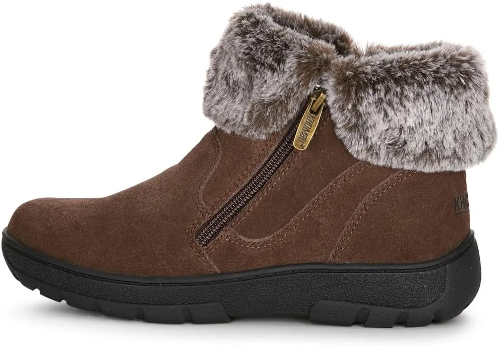 Khombu Women's Jessica Ankle Boots Faux Fur Shearling Lining for Cold Winter Weather