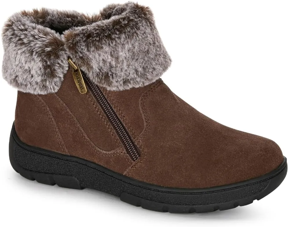 Khombu Women's Jessica Ankle Boots Faux Fur Shearling Lining for Cold Winter Weather