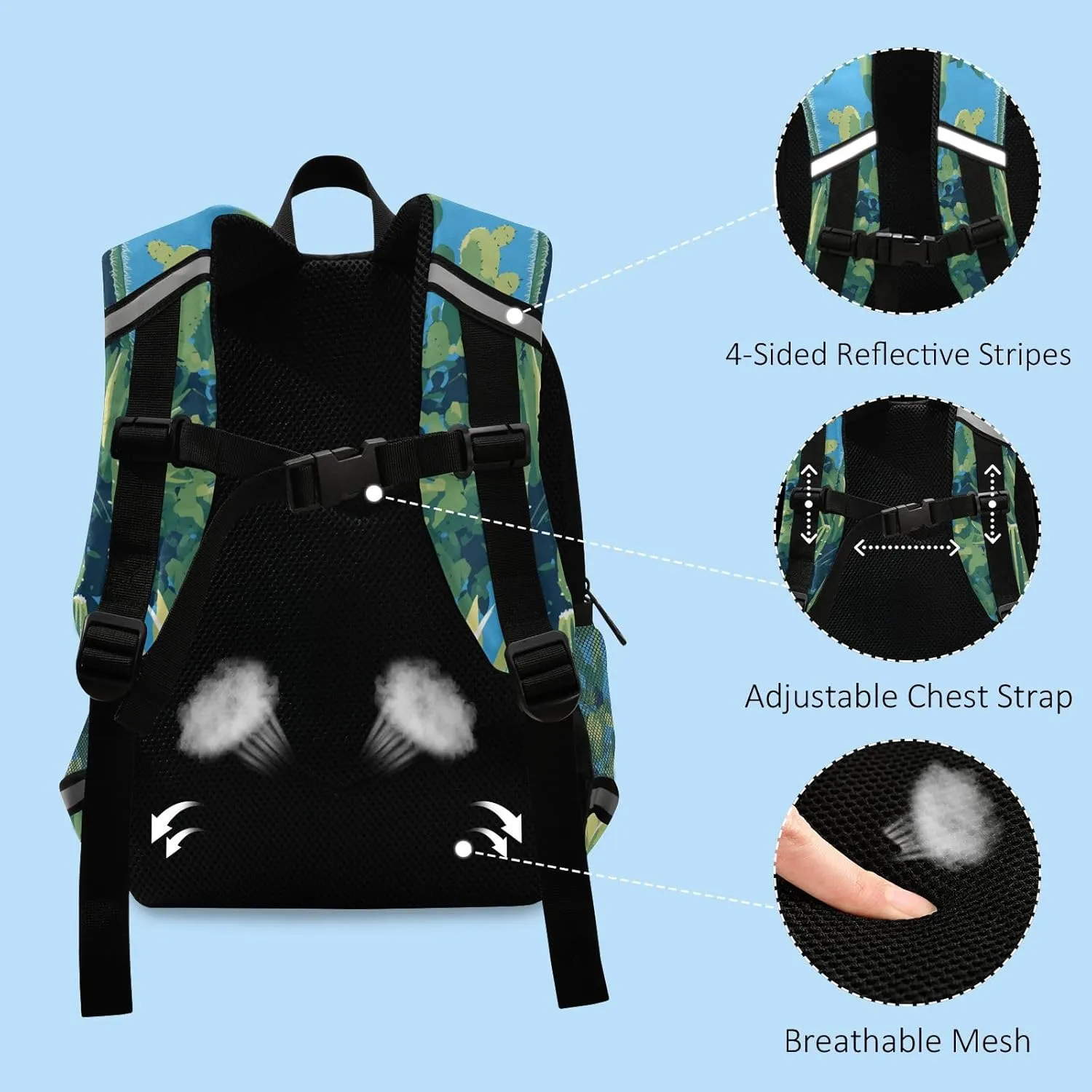 Kids Backpack for Boys, Cactus Many Illusion, Waterproof School Bags Cute Travel