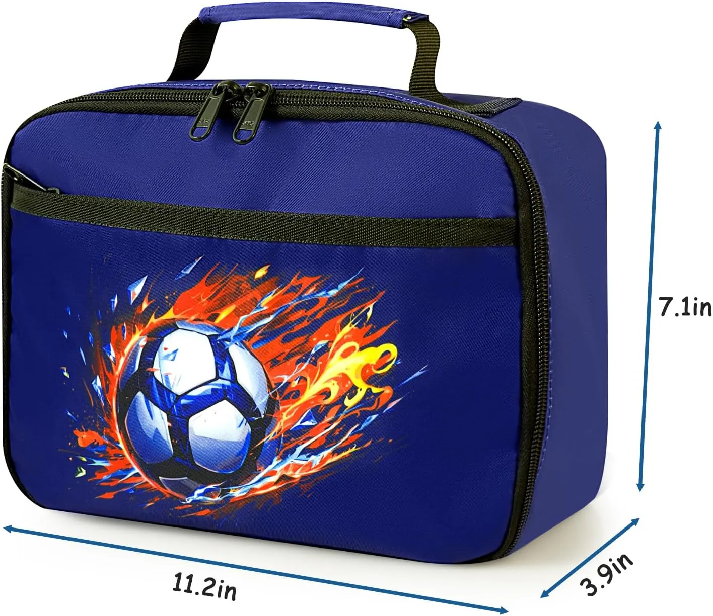 Kids Lunch Box for Boys Girls Insulated Lunch Bag Reusable Cooler Lunch Box for Toddler Child School Daycare Picnic (Soccer Ball Navy-blue)