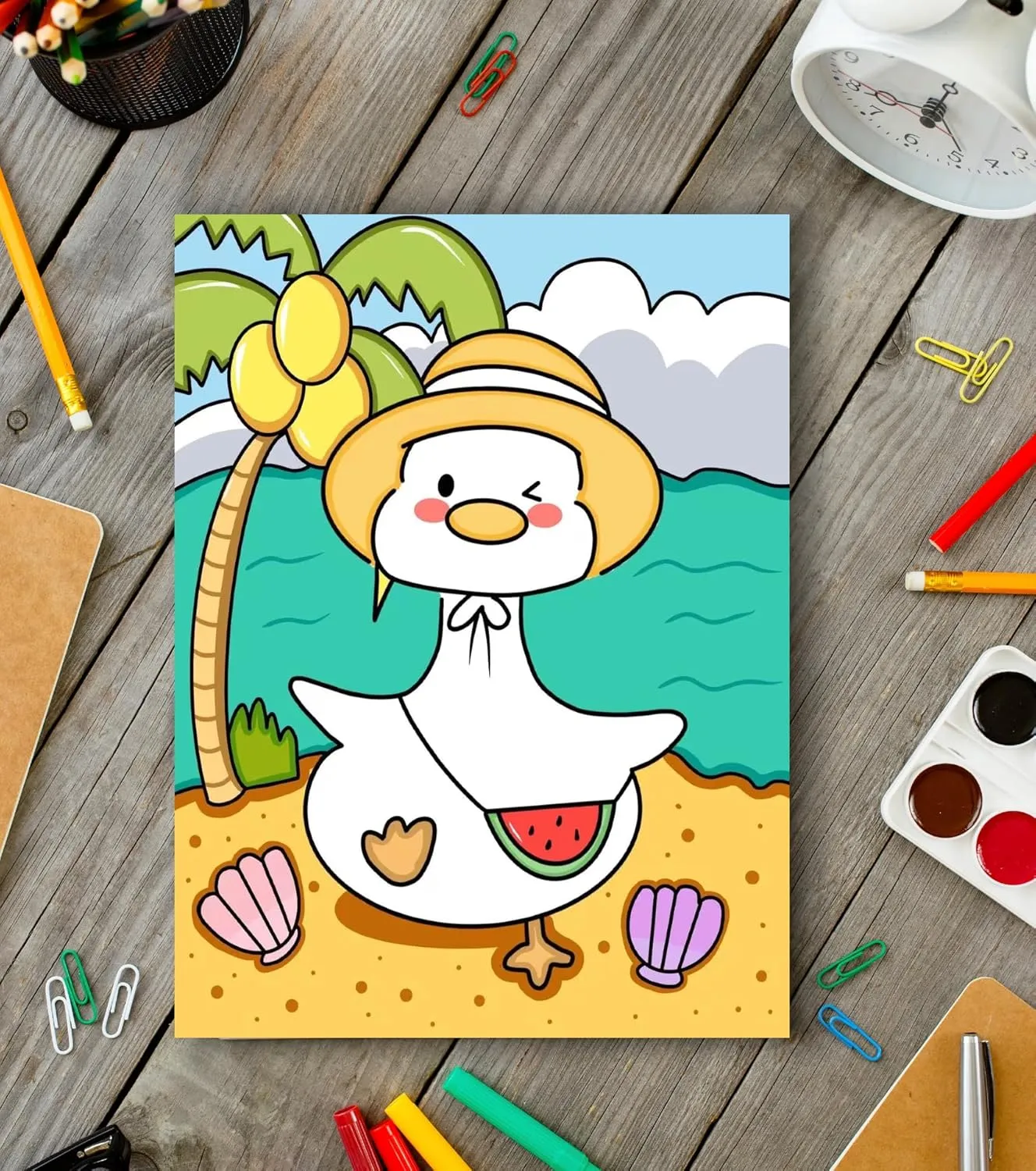 Kids Predrawn Canvas for Painting - 12 Packs 8x10 Inch Painting Canvas Panels Acrylic Paint Board for Party,Back to School and Family Time (Happy Beach)