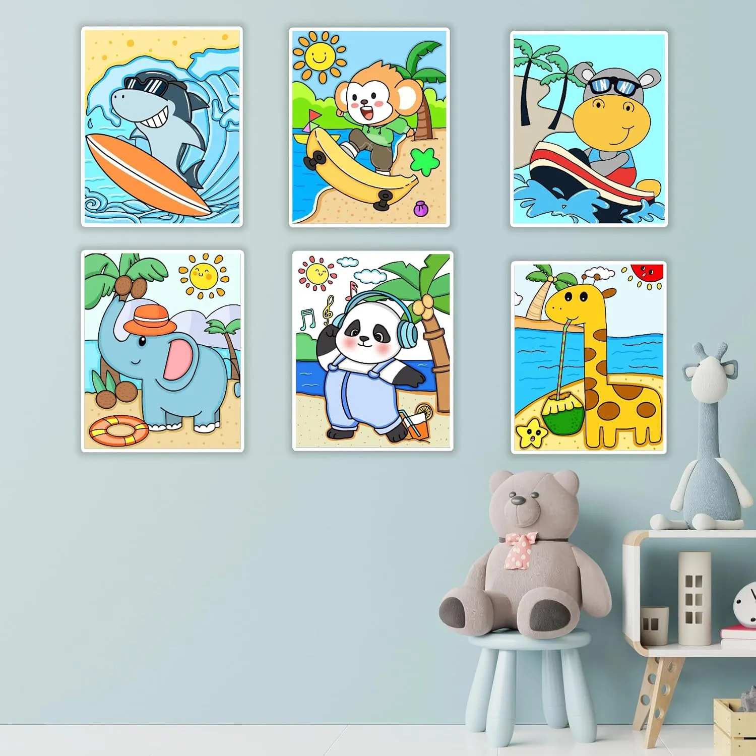 Kids Predrawn Canvas for Painting - 12 Packs 8x10 Inch Painting Canvas Panels Acrylic Paint Board for Party,Back to School and Family Time (Happy Beach)