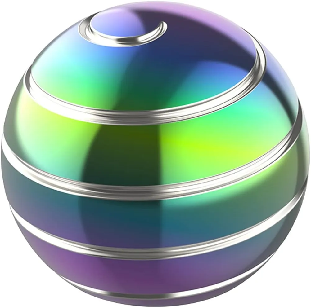 Kinetic Desk Toy Ball, 1.54'' Kinetic Desktop Spinning Toys, Optical Illusion Toys for Anxiety, ADHD, Metal Fidgets for Dad, Mom, Son, Daughter (39MM, Rainbow-A)