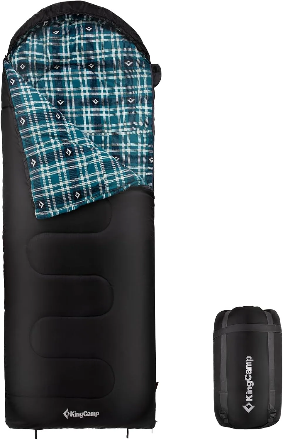 KingCamp Sleeping Bag for Adults, Cold Weather & Warm XL Big and Tall Flannel Sleeping Bags with Compression Sack Portable Waterproof Essentials Gear Accessories for Outdoor Camping