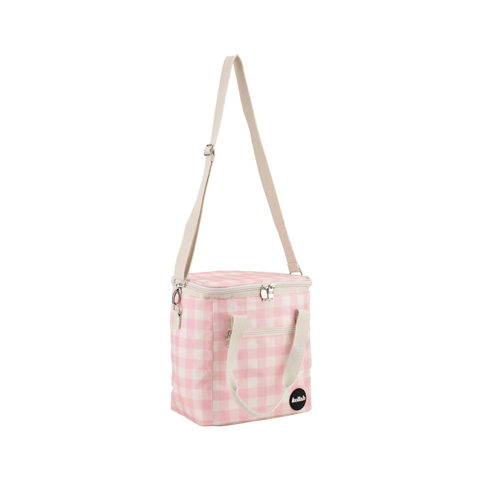 Kollab Mini Insulated Cooler Bag - Candy Pink Check