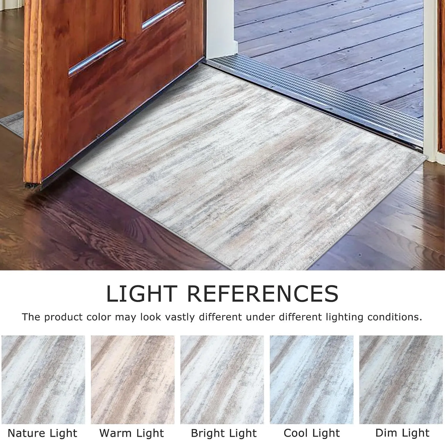 KOZYFLY Modern Abstract Kitchen Runner Rug, 2x6 Washable Rug Runner Non-Slip Soft Striped Hallway Runner Rugs, Beige Print Distressed Carpet Runner for Entryway Bathroom Laundry Room Foyer